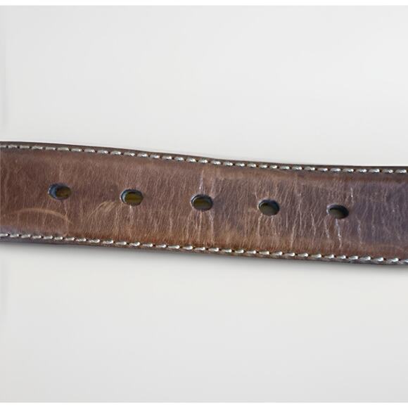 FOSSIL Brown Genuine Leather Belt Size 42 Casual Square Buckle - Picture 4 of 4